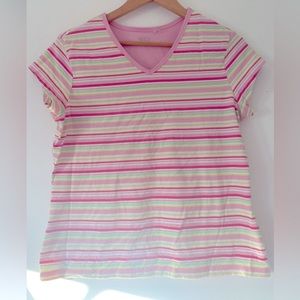 Y2K Bubble Gum Striped Short Sleeve Tee
